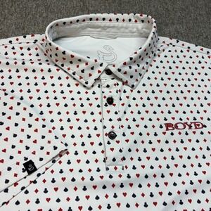 Swannies Mens Playing Card Suit Golf Polo Shirt White Boyd Logo Large